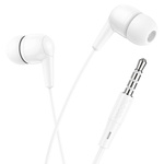 HOCO zestaw słuchawkowy / słuchawki dokanałowe jack 3,5mm z mikrofonem M97 białe