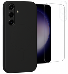 Etui do Samsung S24 czarne MagSafe + Szkło na ekran + Szkło na aparat