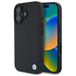 Oryginalne Etui IPHONE 16 BMW Hardcase Signature Leather Diamond Metal Logo MagSafe (BMHMP16S23RDDK) czarne