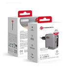Ładowarka sieciowa do telefonu Forcell F-Energy GaN USB C + zwijany kabel USB C PD QC4.0 3A 45W VT-R5 szara