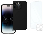 Etui do iPhone 14 Pro Max czarne MagSafe + Szkło na ekran + Szkło na aparat