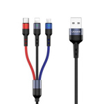 USAMS Kabel pleciony U26 3w1 0.35m 2A Fast Charge (lightning/microUSB/USB-C) SJ410USB01 (US-SJ410)