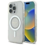 Etui Guess IML Rhinestones MagSafe na iPhone 16 Pro - białe