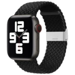 Pleciony materiałowy pasek bransoletka Strap Fabric opaska do Apple Watch 38 / 40 / 41 mm - czarny