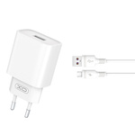 XO ładowarka sieciowa CE02D QC 3.0 18W 1x USB biała + kabel microUSB