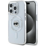 Oryginalne Etui IPHONE 15 PRO Karl Lagerfeld Hardcase IML Metal Karl Head MagSafe białe
