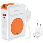 Ładowarka hybrydowa 4smarts 6w1          USB-C/USB-A PD 20W z powerbankiem 10 000 mAh, ładowanie indukcyjne Qi, kabel USB-C, stojak 360, biały