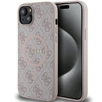 Oryginalne Etui GUESS Hardcase GUHMP15SG4GFRP do iPhone 15 (Kompatybilny z Magsafe / 4G Ring classic logo / różowy)