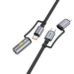 HOCO kabel All-in-one Typ C / Lightning do Typ C / Zapalniczka samochodowa PD 3A 60W U138 1,2 m szary