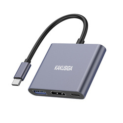 Adapter / Hub USB-C 3w1 USB 3.0 + USB-C PD + HDMI KAKUSIGA KSC-750 szary