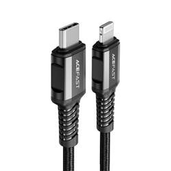 Kabel MFI USB-C - Apple Lightning 3A 1,2m Szybkie Ładowanie i Przesyłanie Danych Acefast Aluminium Alloy Charging Data Cable (C1-01) czarny