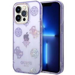 Oryginalne Etui IPHONE 14 PRO MAX Guess Hard Case Peony Glitter (GUHCP14XHTPPTL) fioletowe