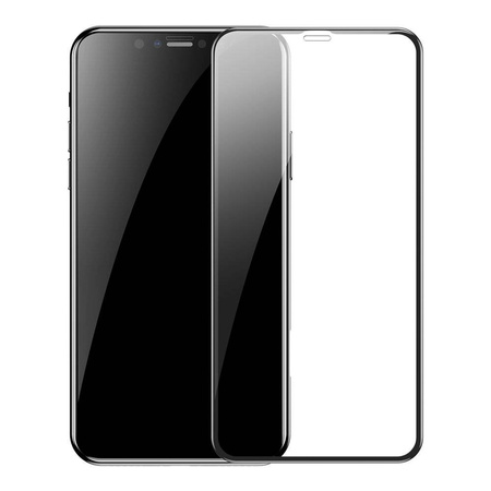 Baseus zestaw 2x szkło na cały ekran Full Screen z ramką 0.3mm 9H iPhone 11 Pro / iPhone XS / iPhone X + pozycjoner czarny (SGAPIPH58S-KC01)