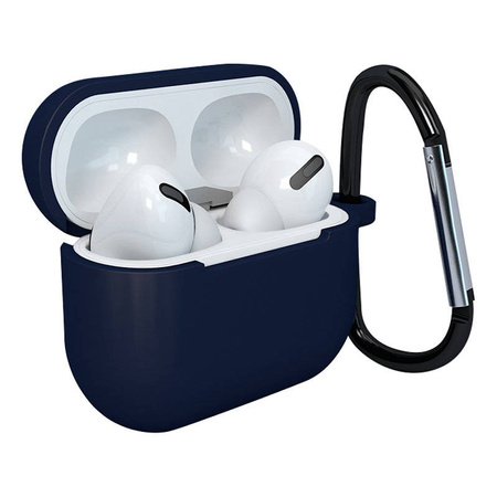 Etui do AirPods 3 silikonowy miękki pokrowiec na słuchawki + brelok karabińczyk zawieszka ciemnoniebieski (case D)