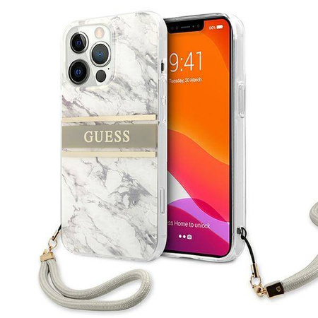 Guess GUHCP13LKMABGR iPhone 13 Pro / 13 6,1" szary/grey hardcase Marble Strap Collection