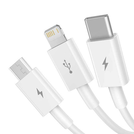 Kabel szybkiego ładowania  Baseus Superior Data USB do M+L+C 3.5A 1M(White)
