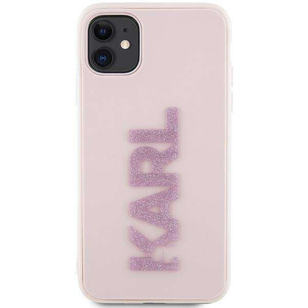 Oryginalne Etui IPHONE 11 Karl Lagerfeld Hardcase 3D Rubber Glitter Logo (KLHCN613DMBKCP) różowe