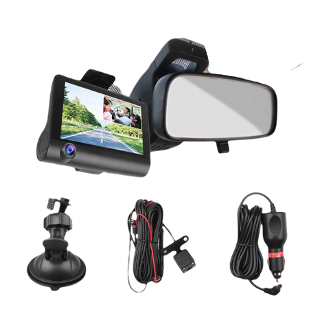 Wideorejestrator 3w1 Samochodowy FullHD 1080p 170° 3 Kamery - przednia, parkowania, wewnętrzna Rejestrator Jazdy z Mikrofonem Kamera YC-001 czarny