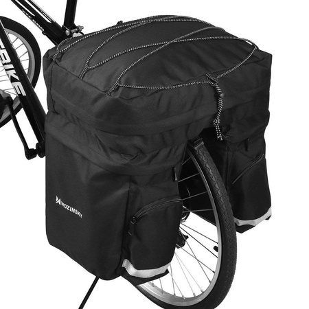 Wozinsky pojemna torba rowerowa 60 L na bagażnik (pokrowiec przeciwdeszczowy w zestawie) czarny (WBB13BK)
