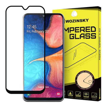 Wozinsky super wytrzymałe szkło hartowane Full Glue na cały ekran z ramką Case Friendly Samsung Galaxy A20e czarny