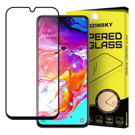 Wozinsky super wytrzymałe szkło hartowane Full Glue na cały ekran z ramką Case Friendly Samsung Galaxy A70 czarny